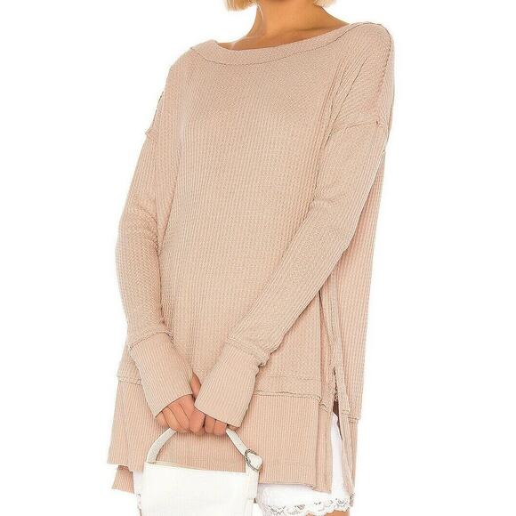 Free People We The Free North Shore Waffle Tunic Beige Top Size XS EUC - Picture 1 of 6